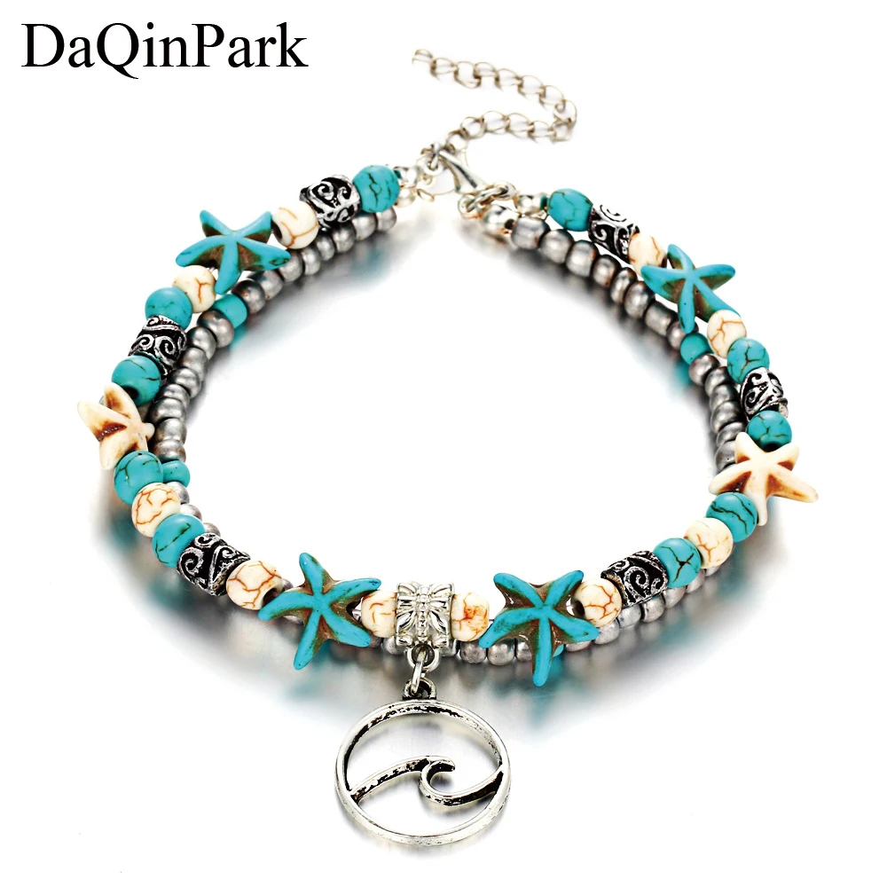 

Anklets for Women Bohemian Wave Anklets for Women Vintage Multi Layer Bead Anklet Leg Bracelet Sandals Boho Summer Charm Jewelry