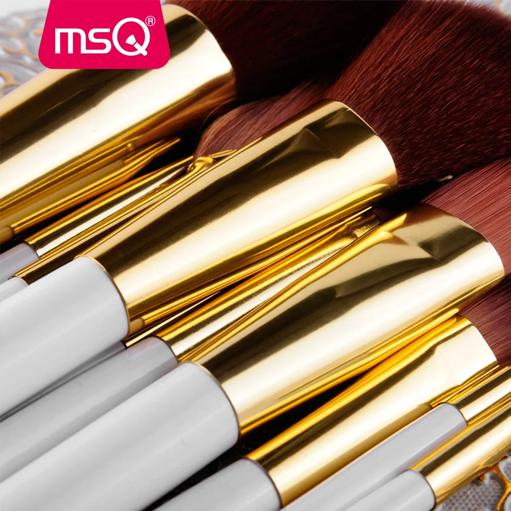 MSQ 15 шт. модный набор кистей для макияжа, основа для макияжа, пудра, тени для век, набор кистей с чехлом из искусственной кожи, косметические аксессуары
