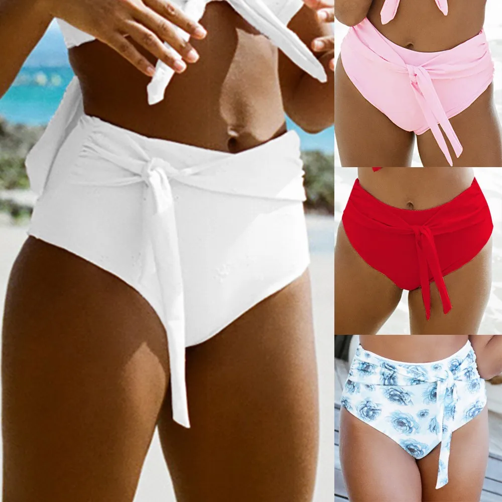 

Women Plus Size XL Bikini Bottom Bikini Solid Shorts Sporty Panty High Waist Swimwear Bathing Suit Beach Swim Bandage Briefs