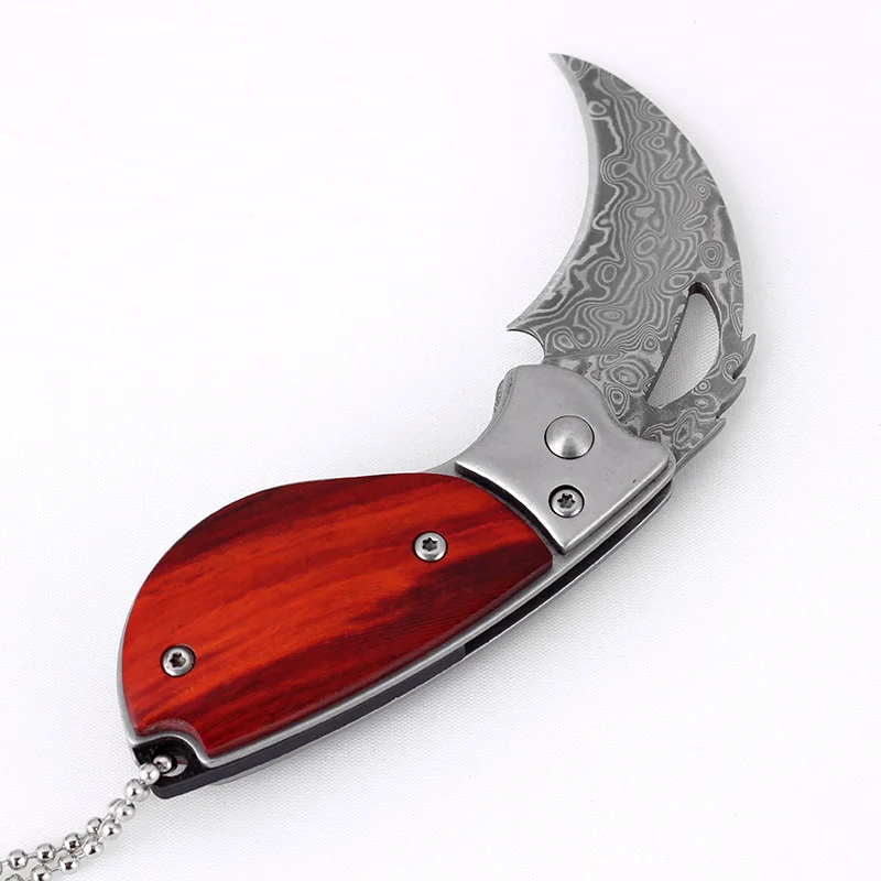 KKWOLF мини Дамасская сталь Karambit Складной нож Открытый тактический боевой карманный ключ нож выживания Мульти портативный инструмент нож