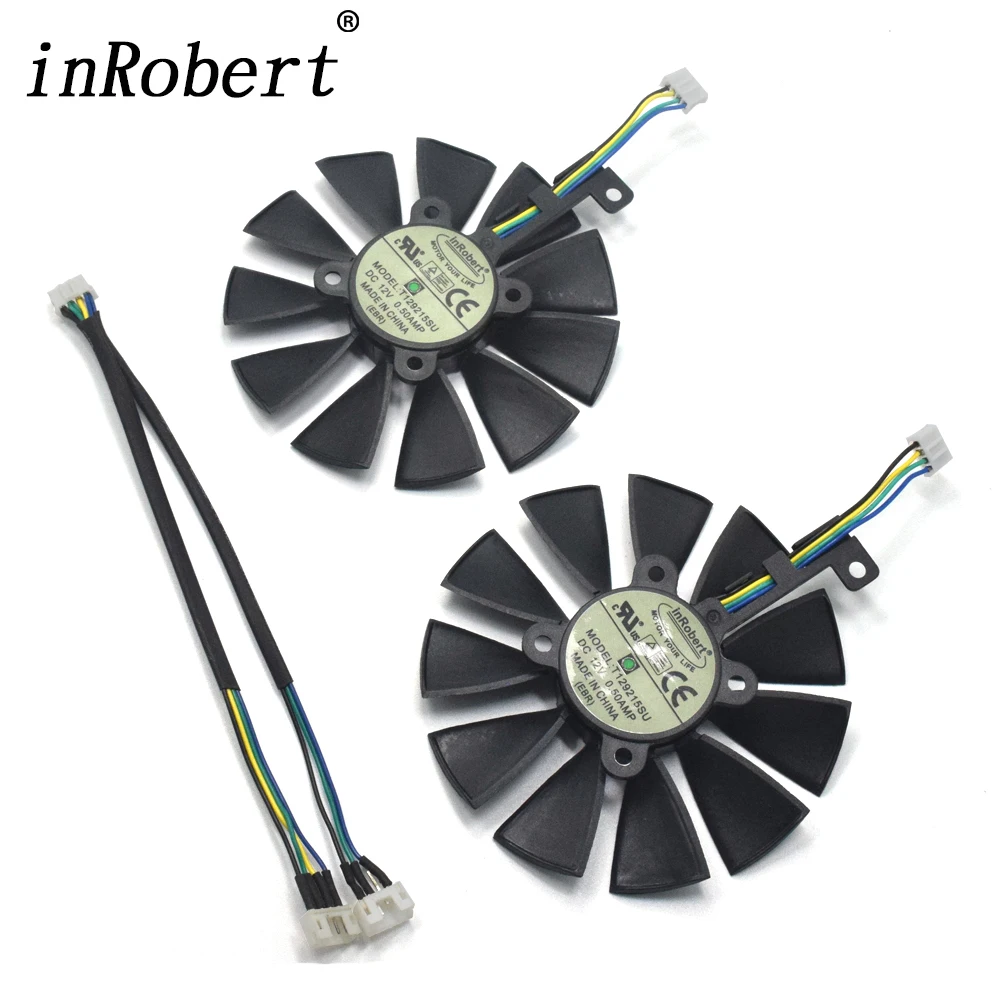 

A Pair 87MM Cooler Fan For ASUS GTX1060 1070 Ti RX 470 570 580 Graphics Card Everflow T129215SU PLD09210S12HH 28mm Cooling Fans