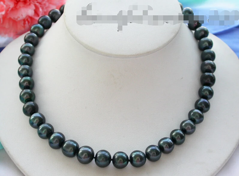 

Free shipping >>>>>>z4247 AA++ 17" 12mm ROUND BLACK Fw PEARL NECKLACE 925SC