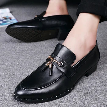 

size 38-46 Brand Men Classic Pointed Toe Dress Men shoes outdoor Lace up Patent Leather Wedding party Oxford Formal Shoes l5
