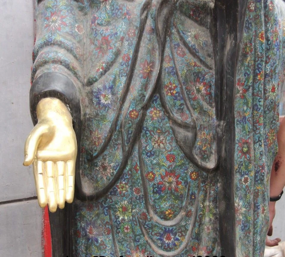 Китай красная медь бронза 24K золото позолота Amitabha Шакьямуни татхагата статуя