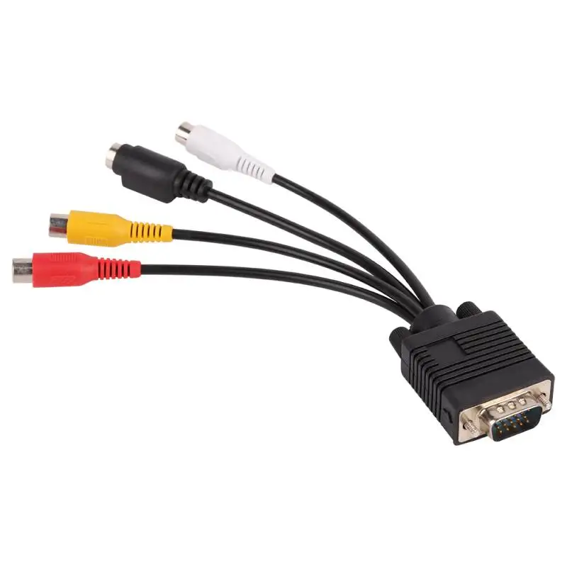 

1Pcs Connector Video Cable VGA Male to S-Video 3 RCA Jack Female Composite AV TV Out Adapter Converter for Laptop PC HDTV