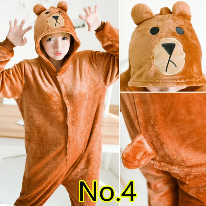 

2019 Brown Bear Pajamas Flannel Sleepwear Sloth Onesies For Adults Pajamas Winter Flannel Nightie Pyjamas Sleepwear kigurumi