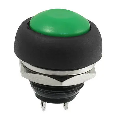 

2-Pin Terminals 12mm Threaded SPST Momentary Green Pushbutton Switch 250VAC 3A