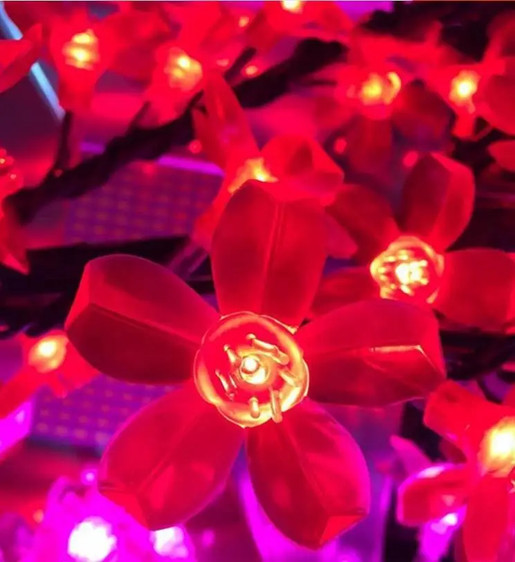 1,5 м 1,8 м 2 м блестящие светодиодный Cherry Blossom гирлянда для рождественской ёлки Водонепроницаемый декоративный ландшафт лампы для Свадебная вечеринка деко - Цвет: Красный