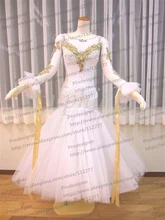 New Style!ballroom Standard Dance Dress,Waltz Competition Dress,Women,Ballroom Dance Dress, Modern dance skirt girls,white color