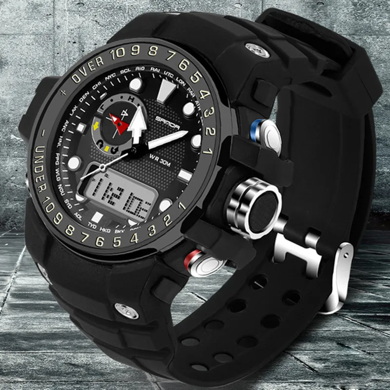 

SANDA Men's Luxury Brand Waterproof Sports Watch Fashion Military Sport Calendar Watch LED Digital Alarm Clock Relogio Masculino