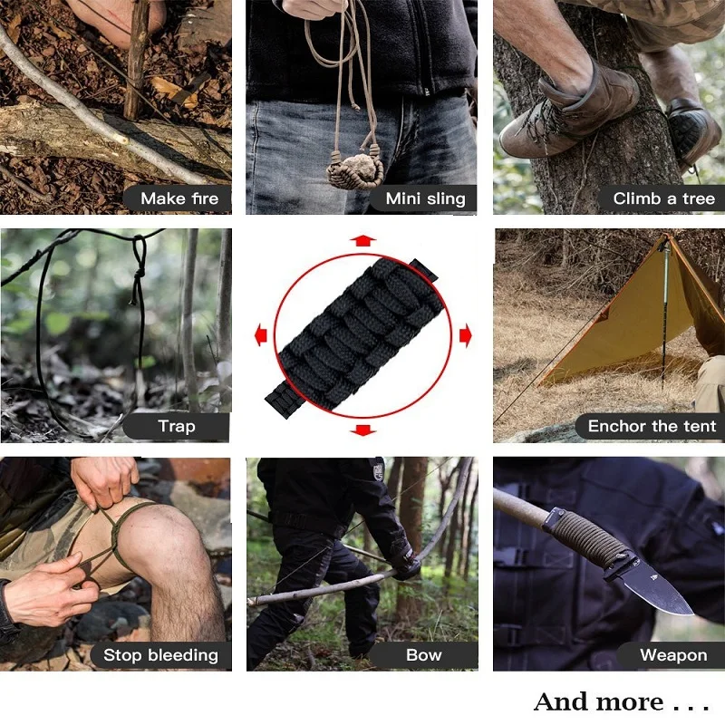 Outdoor Survival Wristband Bracelet Braided Paracord Multi-function Camping Tools Rescue Emergency Rope Compass Whistle Knife