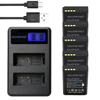

5PCS 2400mAh LP E10 LP-E10 LPE10 Camera Battery+LCD Dual Charger For Canon EOS 1300D 1200D 1100D Kiss X50 X80 X70 Rebel T5 T3 T6