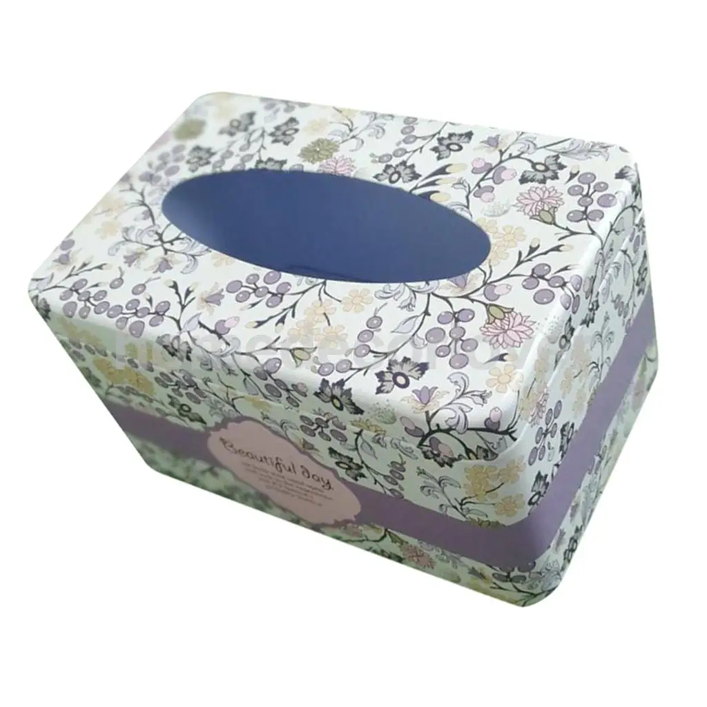 Tissue Box Cover Napkin Holder Car Paper Storage Container Tin Case Kitchen