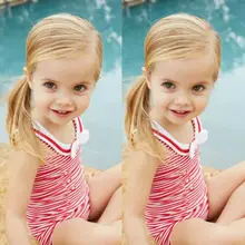 Полосатое бикини для малышей, для новорожденных, для маленьких девочек, в полоску, бикини, купальный костюм, Пляжная шапочка