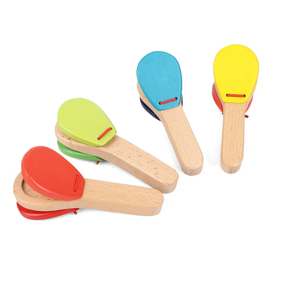 Baby Wooden Musical Instrument Toy Wooden Hand Clapper Percussion Early