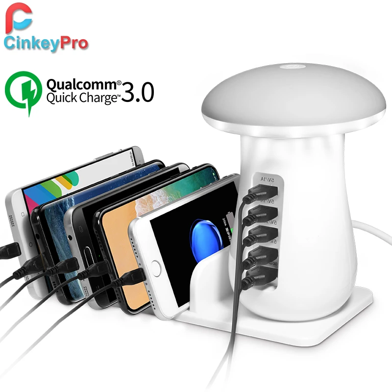 

CinkeyPro USB Charger with LED Lamp Quick Charge 3.0 Fast Charging for Samsung iPad iPhone Tablet Adapter Universal
