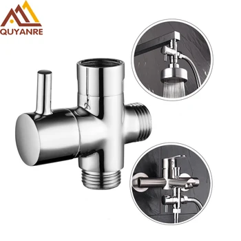 

Quyanre Chrome Faucet Shower Diverter 3 Way Shower Arm Diverter 2 Functions Shower Faucet Valve for Shower Mixer Brass Body