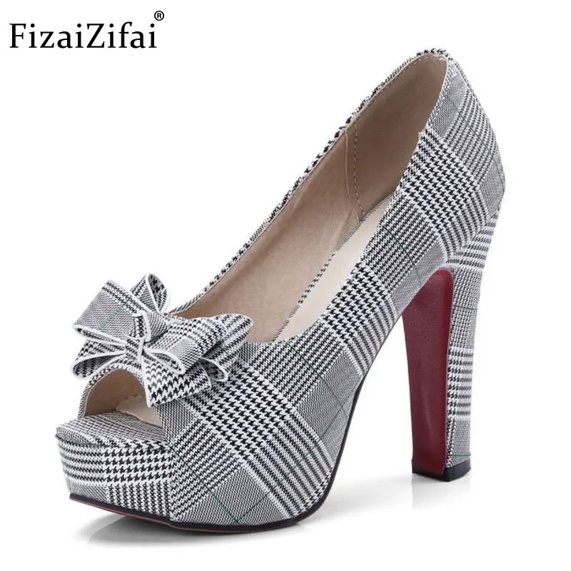 Fizaizifai/размеры 32-43 шикарные женские туфли на платформе и высоком каблуке с бантом