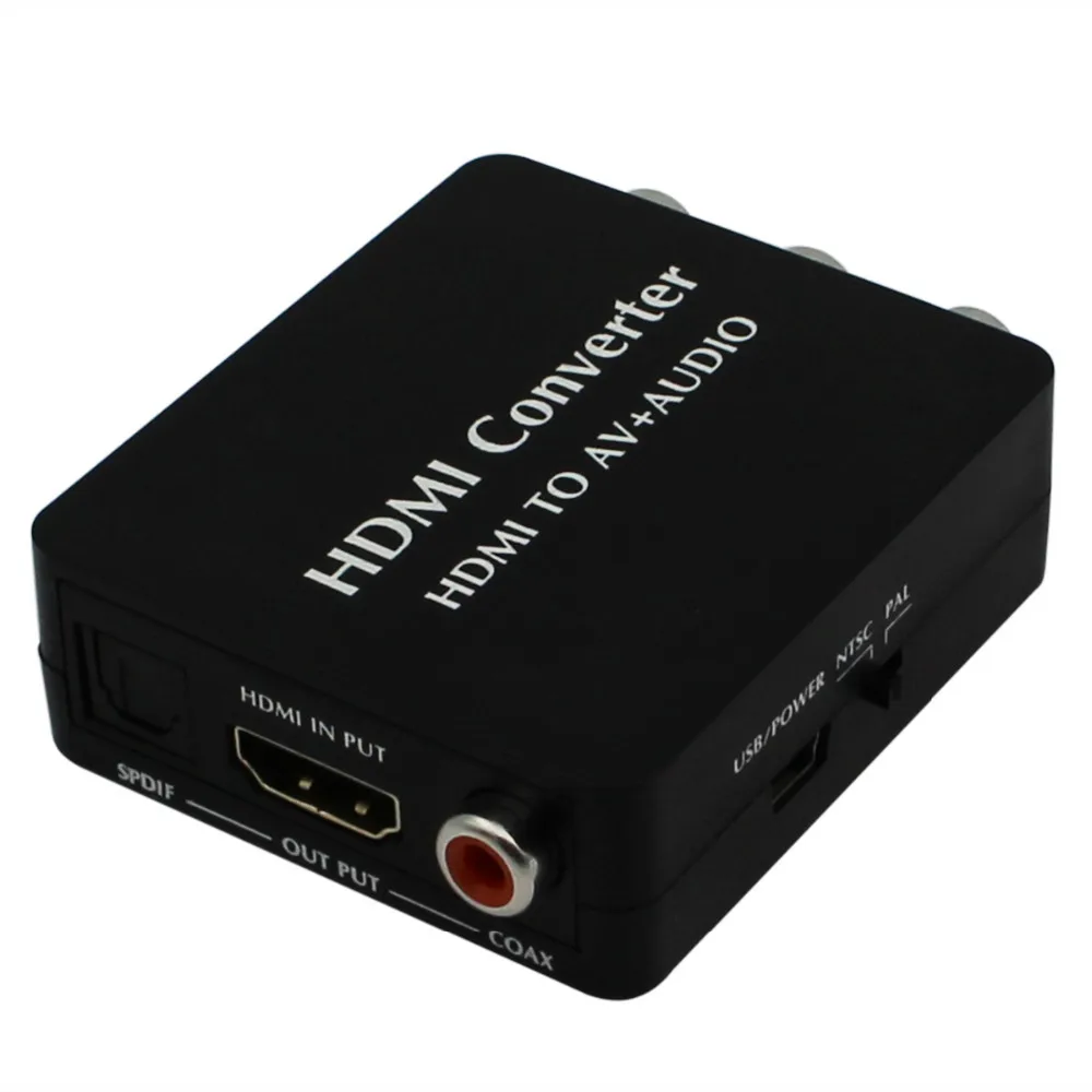 New HDMI2AV HDMI to AV + Audio Converter Support SPDIF Coaxial Audio NTSC PAL CVBS Composite Video & FL/FR Stereo Audio Signal New HDMI2AV HDMI to AV + Audio Converter Support SPDIF Coaxial Audio NTSC PAL CVBS Composite Video & FL/FR Stereo Audio Signal