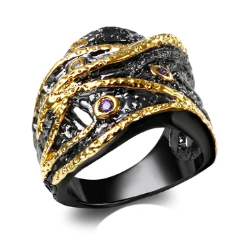 

New arrival Vintage women black Ring cubic zircon stone fashion jewelry factory price Free shipment full size