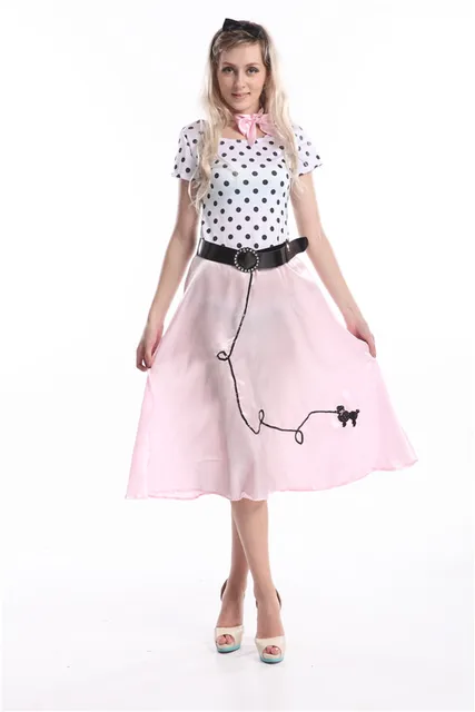 free shipping womens 50s style cute poodle skirt grease halloween outfit dance dress costume 392