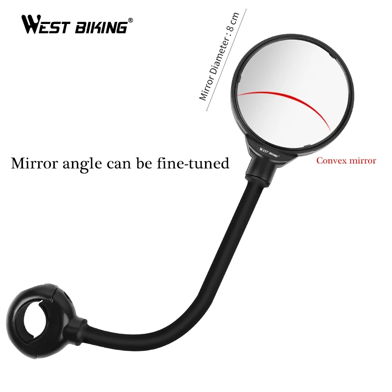 WEST BIKING Aluminum Alloy Bike Mirror Convex 22-32mm Diameter Handlebar Bicycle Rear View Road Mountain Bicycle Rear Mirror WEST BIKING Aluminum Alloy Bike Mirror Convex 22-32mm Diameter Handlebar Bicycle Rear View Road Mountain Bicycle Rear Mirror
