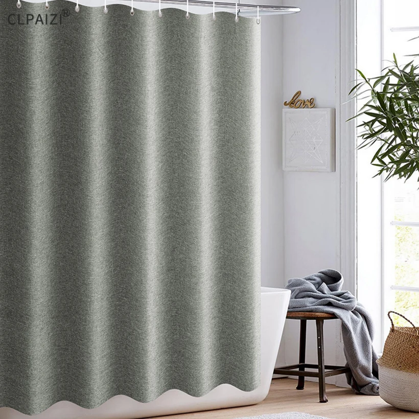 

CLPAIZI Imitation Linen Bathroom Shower Curtain Free Punching Waterproof Mildew Thickening Bath Curtain 120 Wide 180 high D30