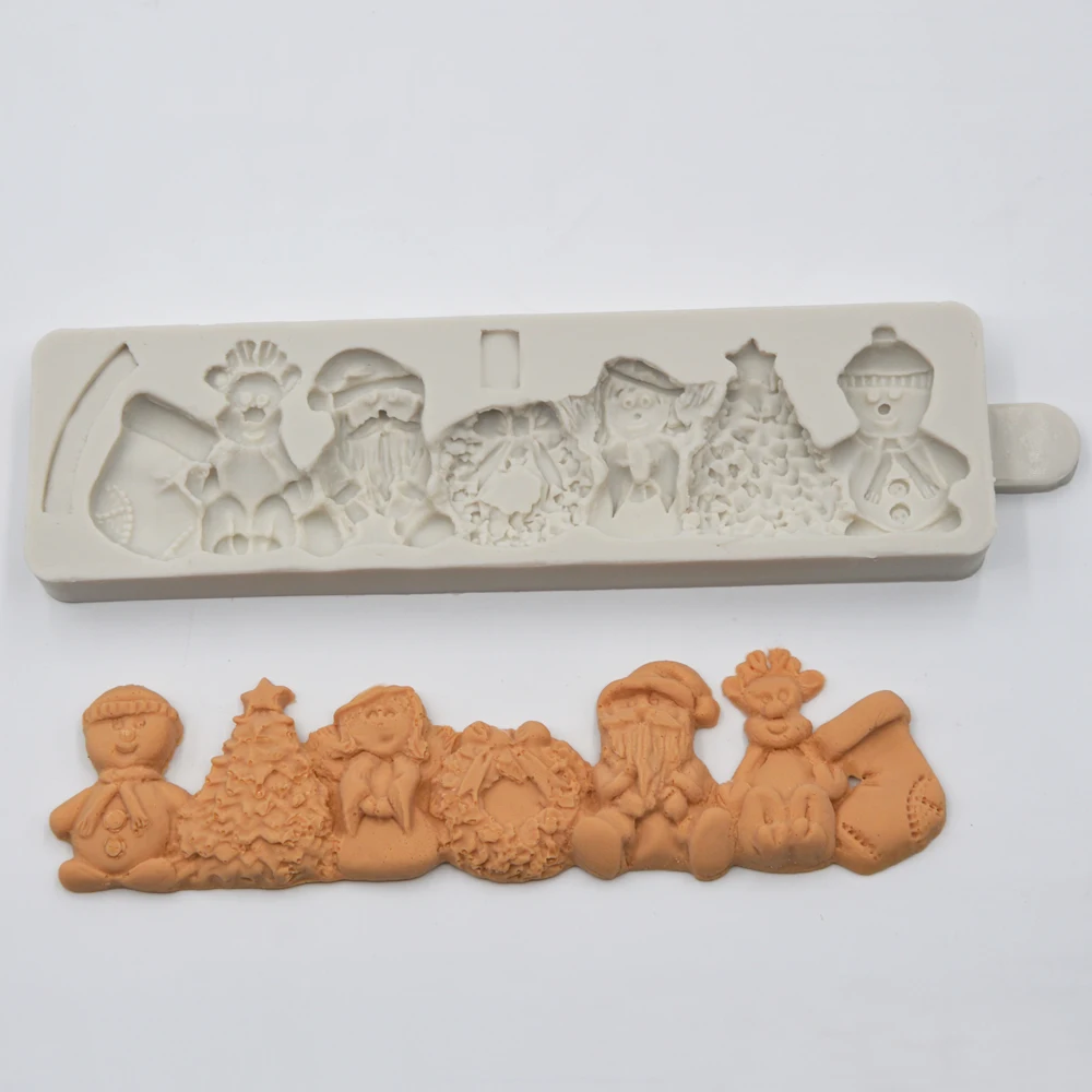 

1PCS Snowman Silicone Fondant Cake Decoration Mold Satan Claus Christmas Tree Shape Chocolate Silicone Molds
