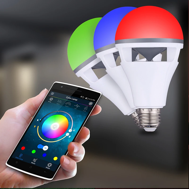 E27 приложение управления smart led портативный динамик bluetooth воспроизведение музыки