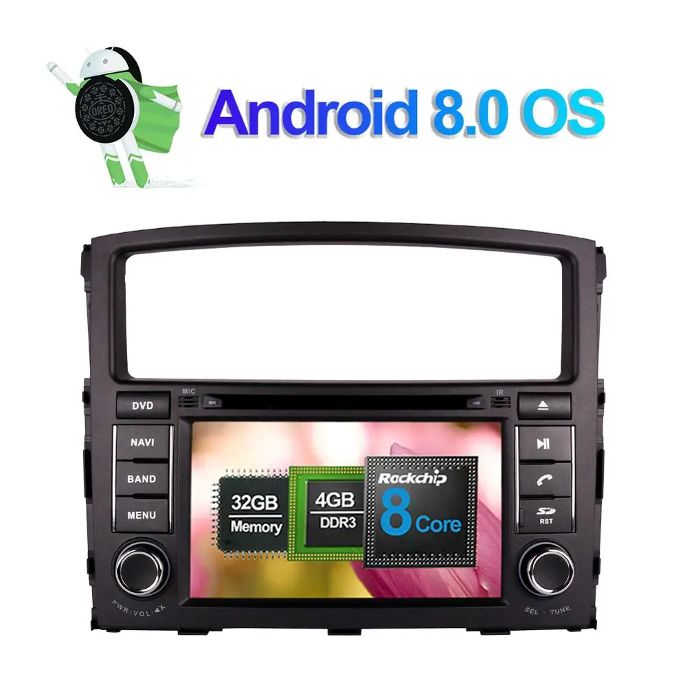 Top 7 Inch Android 8.0 Octa Core 4GB RAM Car GPS Navigation For Mitsubishi Pajero V97 2006- CD DVD Multimedia Player Radio Stereo 2