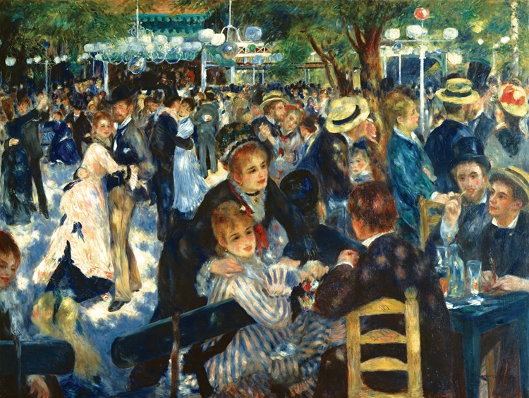 

wall art canvas painting figure posters Imagich Top 100 prints Ball at the Moulin De La Galette, 1876 By: Pierre-Auguste Renoir