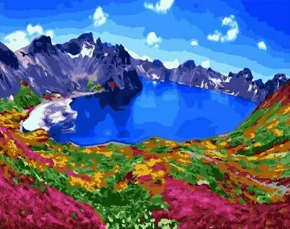 Mountain lake Landscape DIY Digital Painting By Numbers Modern Wall Art Canvas Painting Unique Gift For Home Decor 60x75cm