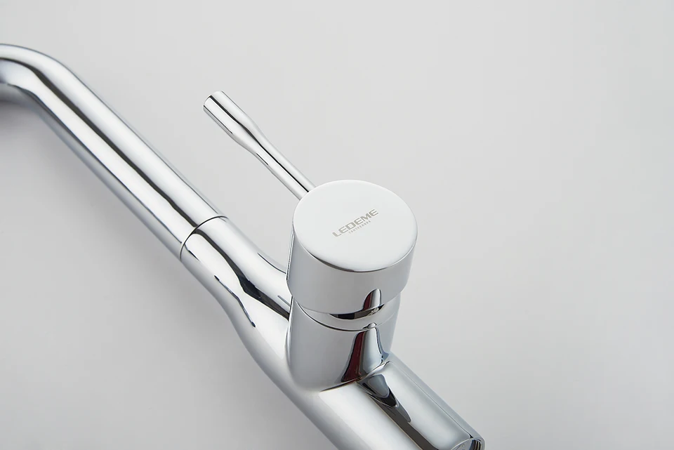 LEDEME Kitchen Faucet Electroplating Chrome Modern Kitchen Faucet Mixer Tap Ceramic Valve Core Single Holder Single Hole L4698