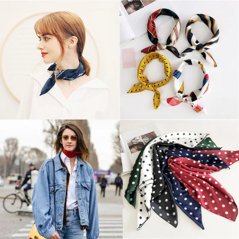 

2019 Small Scarf Soft Hair Tie Band For Women Decorative Multifunctional Head Scarf Multicolor Flower Print Kerchief Neck