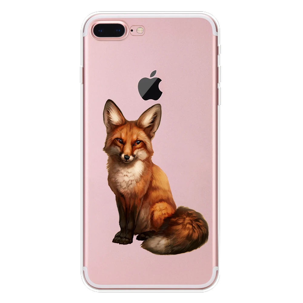 Мягкий чехол из ТПУ для iphone 7, 8, 6, 6S Plus, X, XS, Max, XR, 5, 5S, SE, чехол, силиконовый чехол, тигр, Лев, волк, лиса, рыба, чехол для телефона