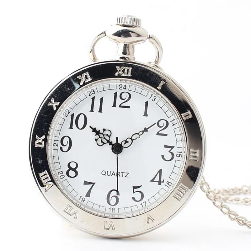 Карманные и брелоки часы серебряные римские цифры кварцевые карманные часы ожерелье кулон часы для мужчин/женщин