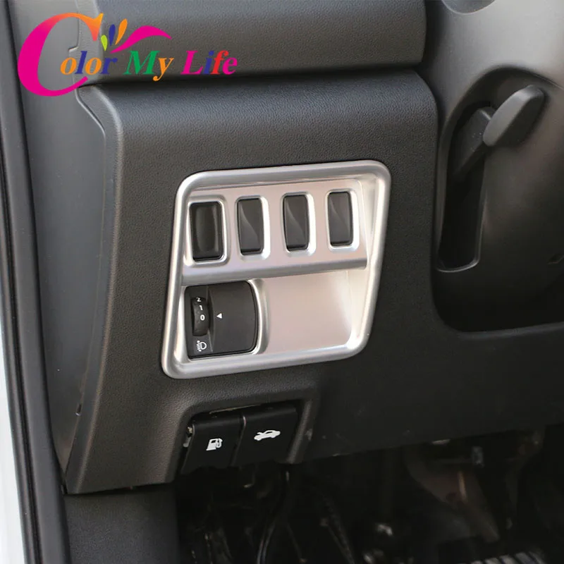 

Color My Life Car Chrome Headlights Switch Protection Circle Trim Cover Sticker for Renault Koleos for Samsung QM6 LHD 2017 2018