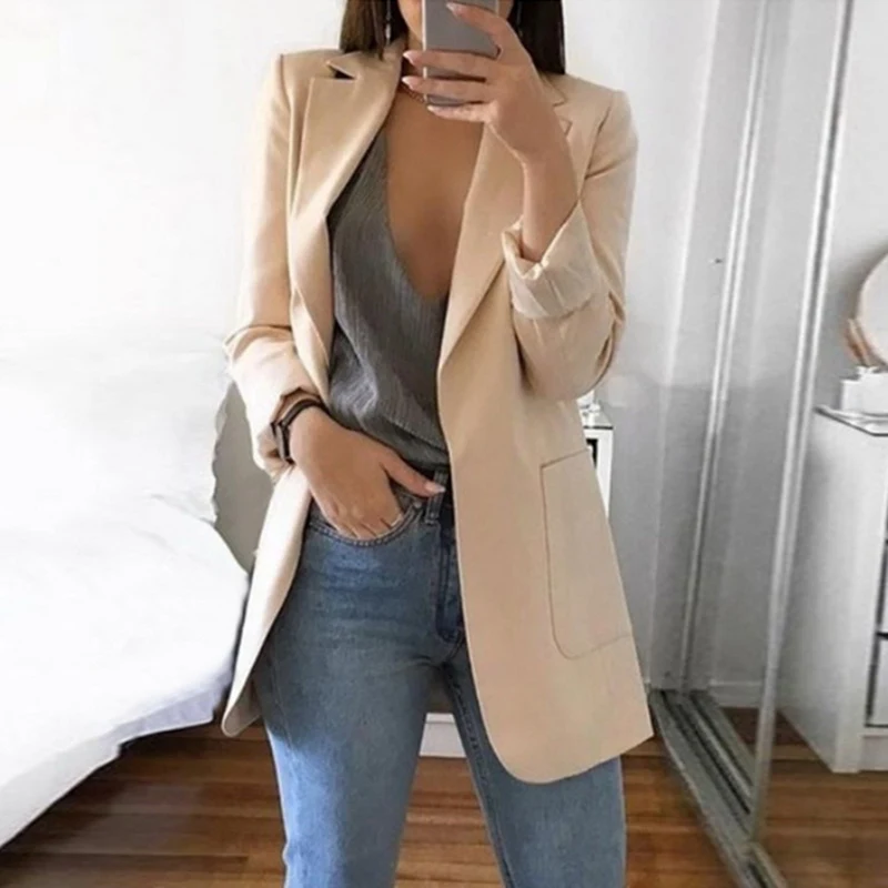 

MONERFFI 2019 Spring Fashion Blazer Jacket Women Suit European Style Work OL Blazer Long Sleeve Mujer Blazer Outerwear