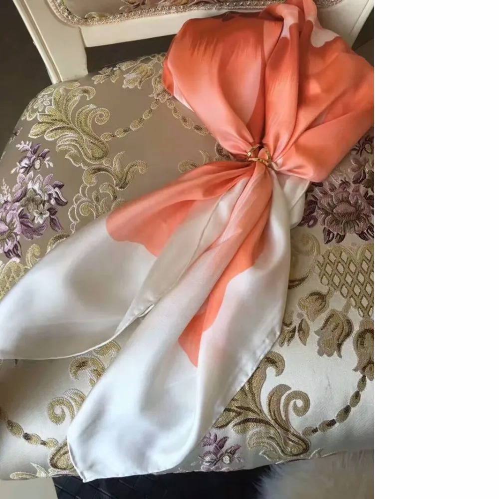 Цветочный 100% Шелковый саржевый шарф бандана хиджаб шаль квадратный шелковый