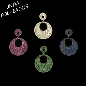 

Hot Sale Two Round Circle New Arrival Fashion Classic Gold Copper AAA Cubic Zirconia Brincos Jewelry Drop Earrings for Women