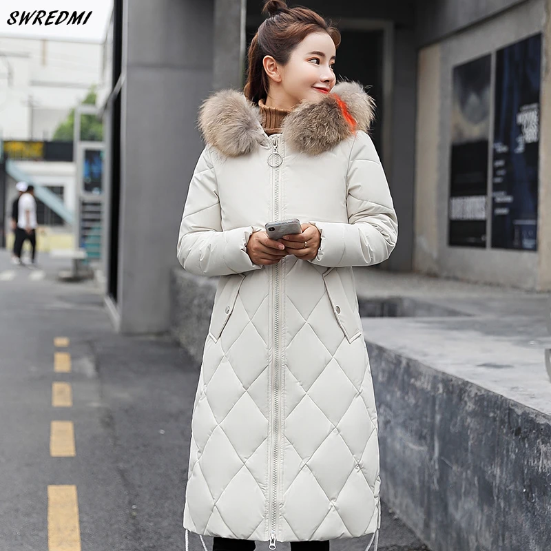 SWREDMI Women's Winter Coat Plus Size S-3XL Parkas Female Hooded Wadded Jacket Coat Cotton Padded Clothing Overcoat Mujer