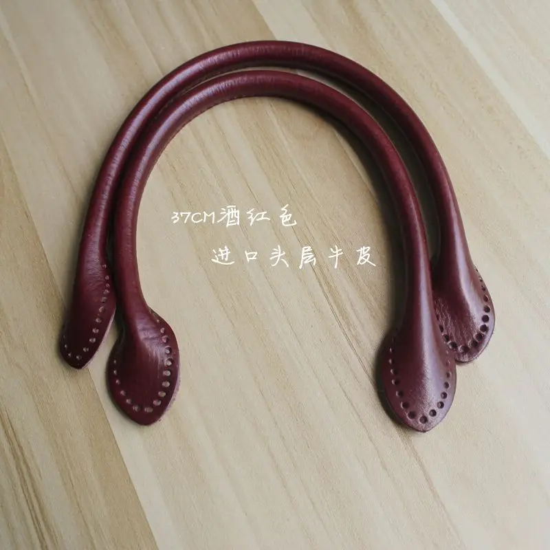 

High quality cowhide genuine leather DIY handbag handle 37/58cm Bag repair replacement accessories and parts multi colors