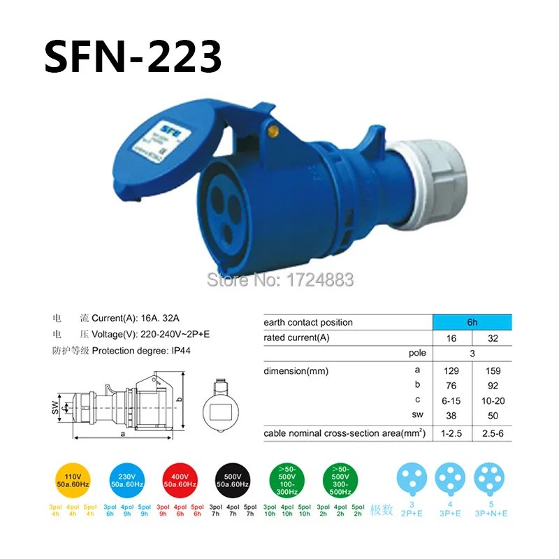 32A переменного тока 3-полюсный разъем мужской и женский SFN-023/SFN-223 водонепроницаемый IP44 220-240V~ Американская классификация проводов 2р+ электронная сигарета