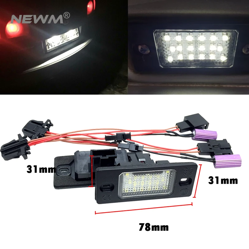 

2pcs White 18 LED License Plate Light Lamps for Porsche Cayenne 955 / 957 V W for Volkswagen Golf MKV 5D Touring For Audi TT