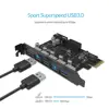 ORICO USB 3.0 PCI-E Expansion Card 5 Ports Hub Adapter External Controller Express Card with 4-pin Power Connector Cord ► Photo 3/6