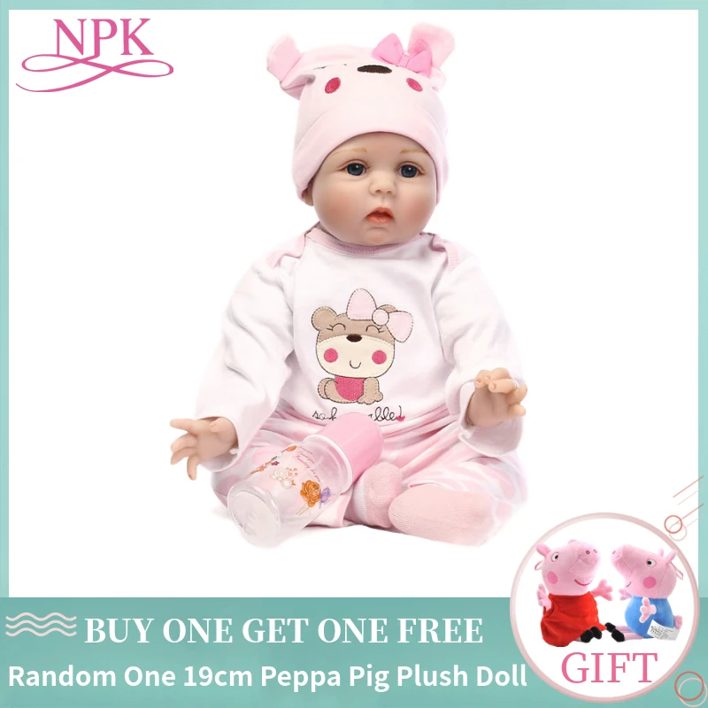 

NPK bebes 55CM/40CM Soft Silicone Reborn Baby Dolls Lifelike Soft Cloth Body Newborn Babies Silicone Toys Kids Birthday Gifts