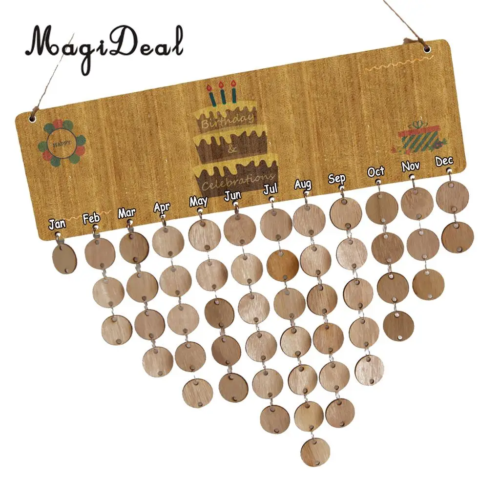 MagiDeal Vintage Wood Calendar Board Birthday Celebration Reminder Plaque Home Decor