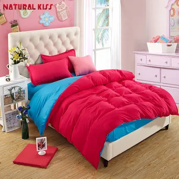 

Solid color Reactive Printing Bedding Set Super Soft Cotton Duvet Cover Flat Sheet Pillowcase Comforter Bed Set Full Queen Size