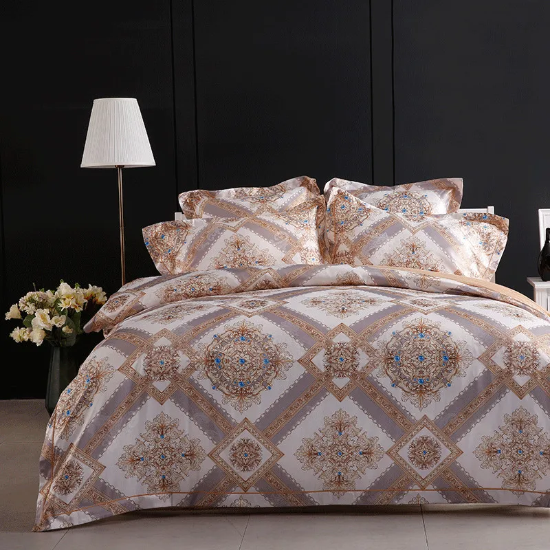 

Home Textile Mocha Jacquard 4pcs/set Bedding Set Bed Cover Bed Sheet Pillow Case Cotton + Polyester 2 size L/XL