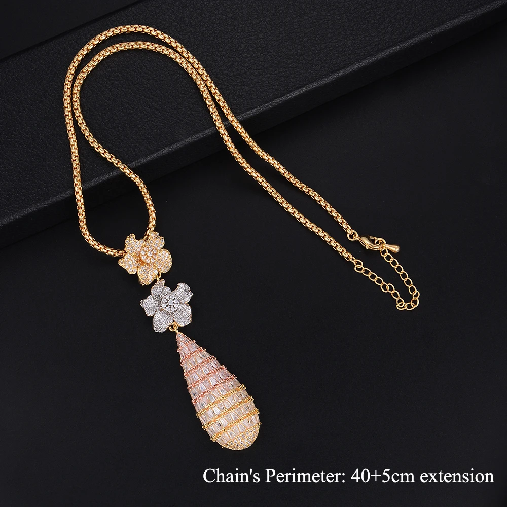 GODKI Luxury Blossom Flower Water Drop Women Wedding Cubic Zirconia Choker Necklace Earring Dubai Jewelry Set Jewellery Addict